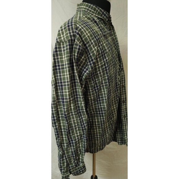 Eddie Bauer Mens Large Reg Green Plaid Heavyweight Button Down Long Sleeve Shirt - Picture 6 of 10